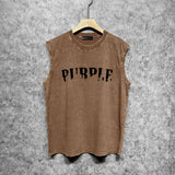 Purple Brand Distressed Tank T Shirts Distressed Sleeveless T-shirt Vest
