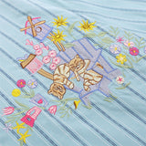 Men Long Sleeved T Shirt Cartoon Vertical Striped Long Sleeve Shirt Boys Casual Loose Lapels Shirt Ins Spring and Autumn