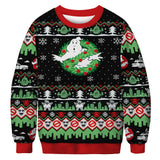 Black Christmas Sweater Christmas round Neck Sweater Casual Funny Santa Claus