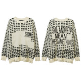 Women Sweater Cat Pattern Crew Neck Sweater Vintage Sweater