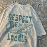 Respect The Locals Shark Printing Tshirt Breathable Street