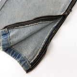 Men Jeans Loose All-Match Side Slit Stitching Zipper