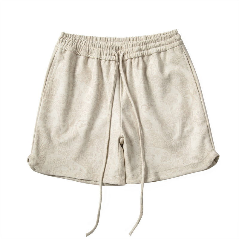 Men Shorts Suede Paisley Shorts Loose Sports and Leisure Elastic Waist