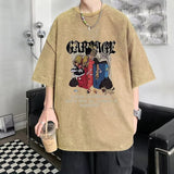 Men T Shirt Distressed Pure Cotton Heavy Retro