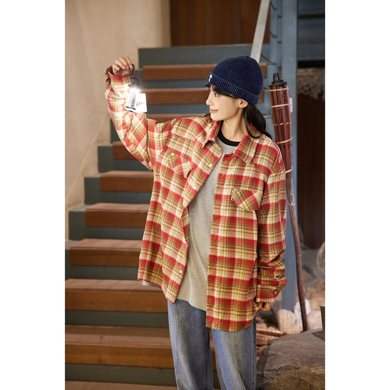Unisex Shirt Vintage Loose Flannel Jacket