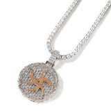 Jewelry Ai Zhiheng Round Cake Pendant Necklace Copper Set with Colored Zircon St. Valentine's Spectrum