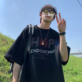 Men T Shirt Heavy Summer Pure Cotton Loose All-Match