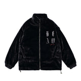 Men Cotton Padded Jacket Coat Letter Embroidered Cotton Jacket Men Winter Thickening Stand Collar Baggy Coat
