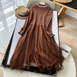 Women Dresses Knitted Slimming Temperament Mesh Dresses