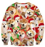 Black Christmas Sweater Christmas round Neck Sweater Casual Funny Santa Claus