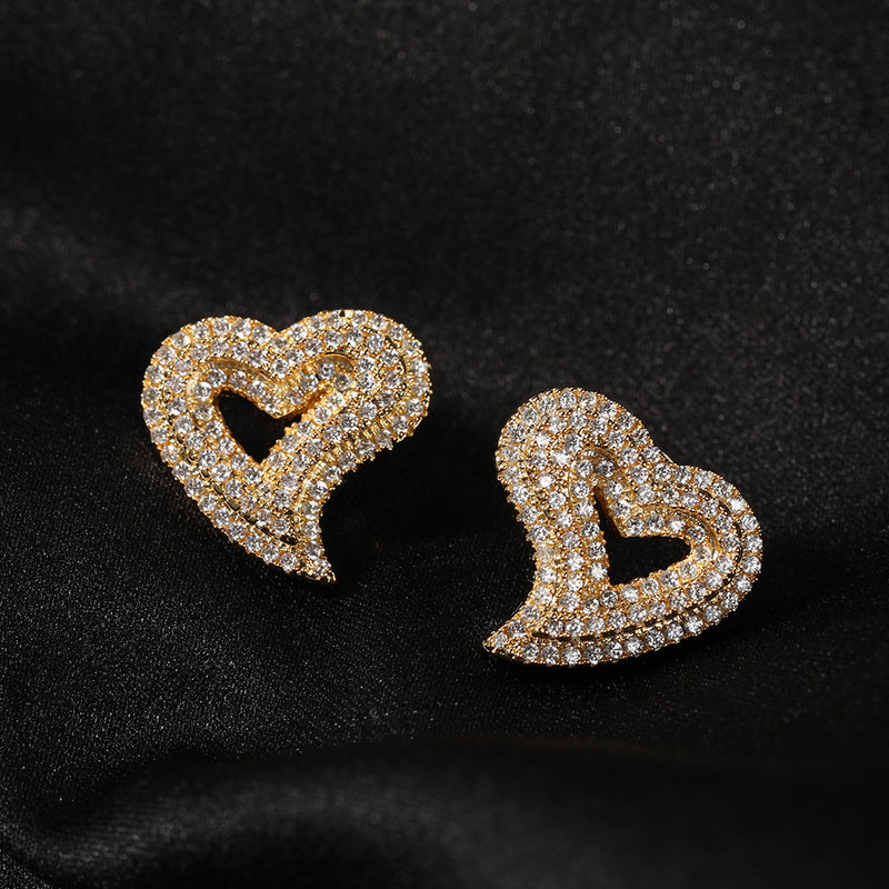 Earrings Zircon Hollow Love Stud Earrings St. Valentine's Spectrum