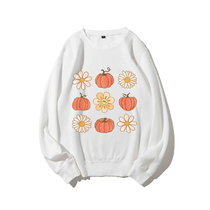 Flowers And Pumpkins Sweatshirt Pumpkin Fall Tee Cozy Autumn