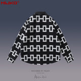 MIJKO Mens Jacket Geometric Striped Jacket