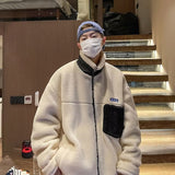 Men Cotton Coat Fleece-lined Thick Lambskin Cotton Jacket