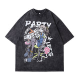 Men T-Shirt Cartoon Print Distressed