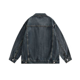 Women Jackets Vintage Denim Jacket Distressed Lapel Denim Jacket