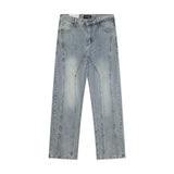 Men Jeans Stitching Topstitching Loose
