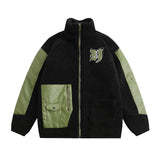 Men Coat Stand Collar Color Matching Lamb Wool Puffer Jacket