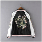 Women Cotton Coat Sakura Embroidered Baseball Uniform