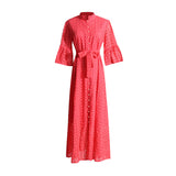 Bohemian Dress Fashion Retro Embroidery Lace-up Dress