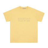 Fog Essentials T Shirts Spring Summer FOG Season 8 Flocking Letter Crew Neck Short Sleeves