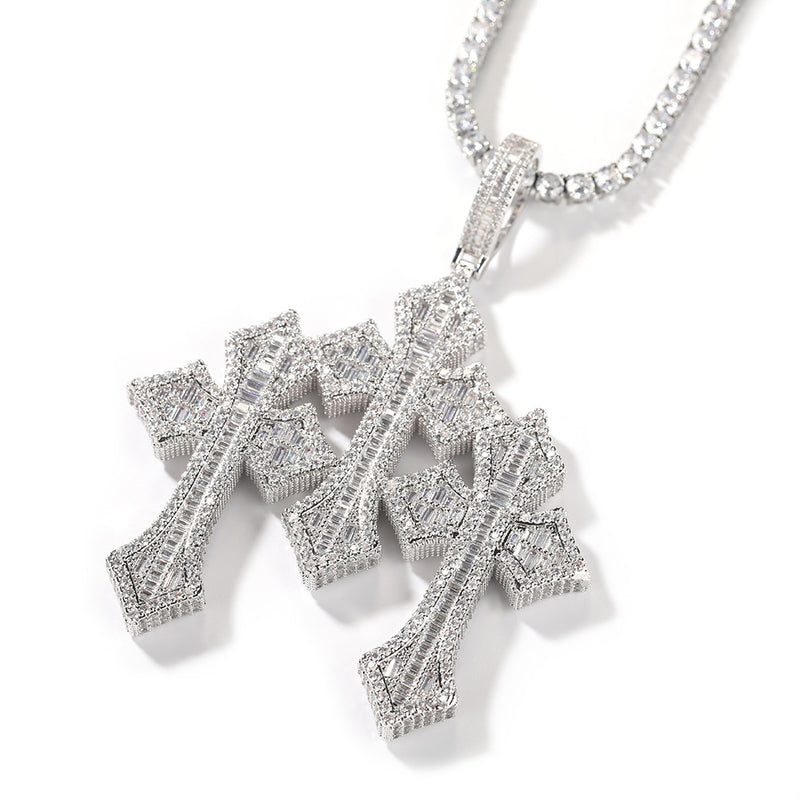 Jewelry Vintage Cross Pendant Fashion Copper Ladder Square Zirconium Crosses Royalty Spectrum