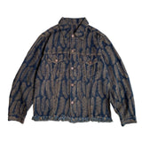 Kapital Jack Kapital Vintage Hitian Hehong Feather Jacquard Tassel Cotton Lapel Denim Jacket Casual Coat