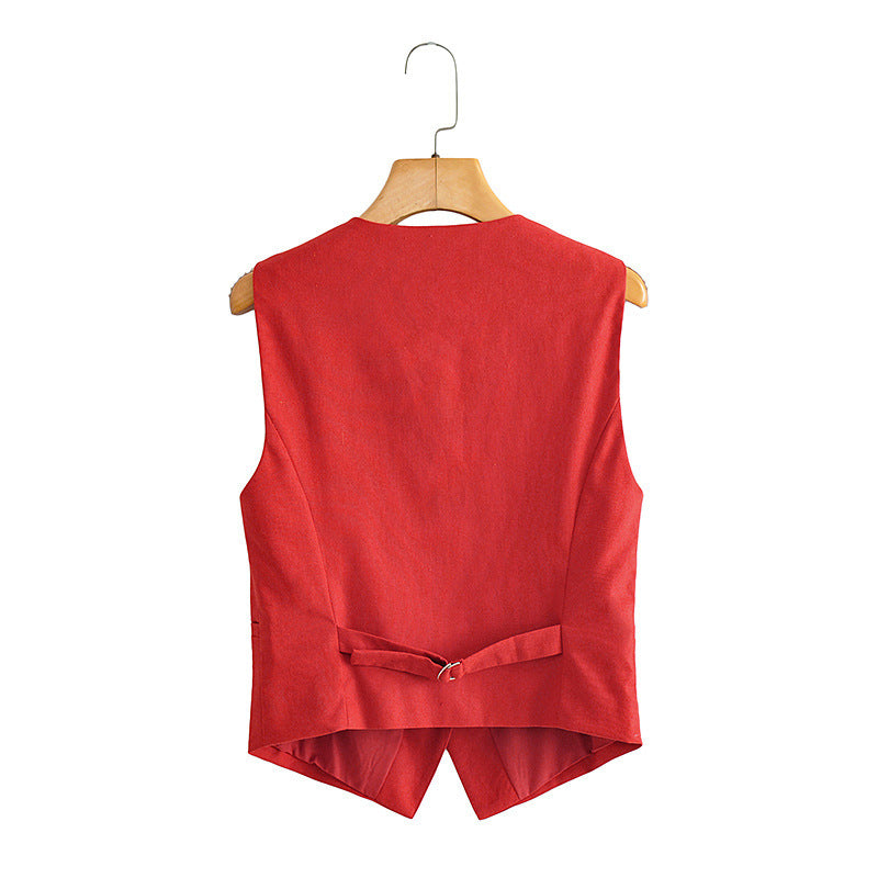 Women Vest Fashion Buckle Vest