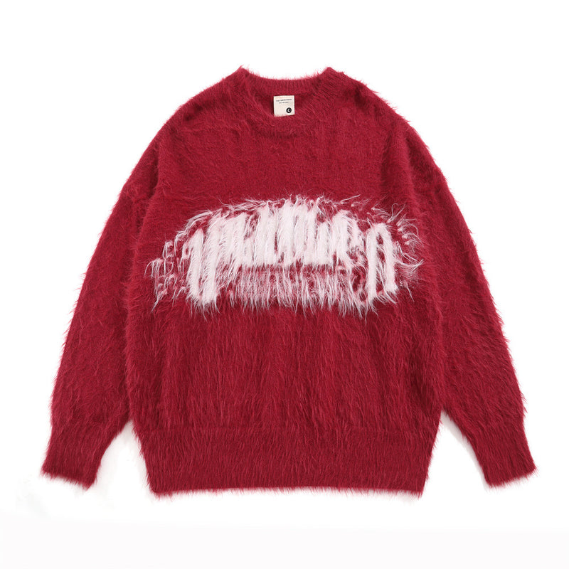 Men Sweater Jacquard and Fleece Lining Sweater Loose Casual