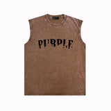 Purple Brand Distressed Tank T Shirts Distressed Sleeveless T-shirt Vest