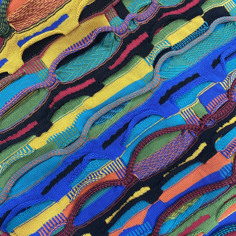 Kapital Sweater Vintage Hida Hehong Heavy Industry Pattern round Neck Retro Three-Dimensional Wave Contrast Color Sweater