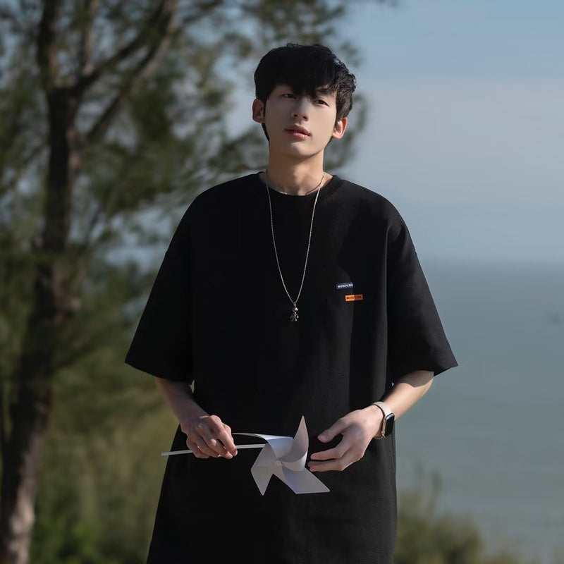 Men T Shirt Summer Simplicity Heavy Retro Loose Student