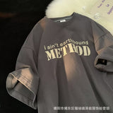 Men T Shirt Vintage Summer Loose Heavy Cotton