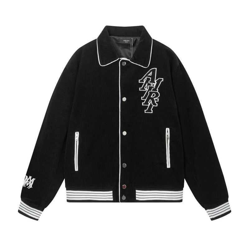 Amiri Jacket AMI Corduroy Embroidered Lapel Baseball Uniform for Men and Women