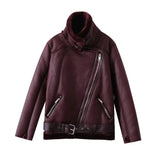 Women Cotton Coat Lamb Wool Thickened Warm Leather Coat