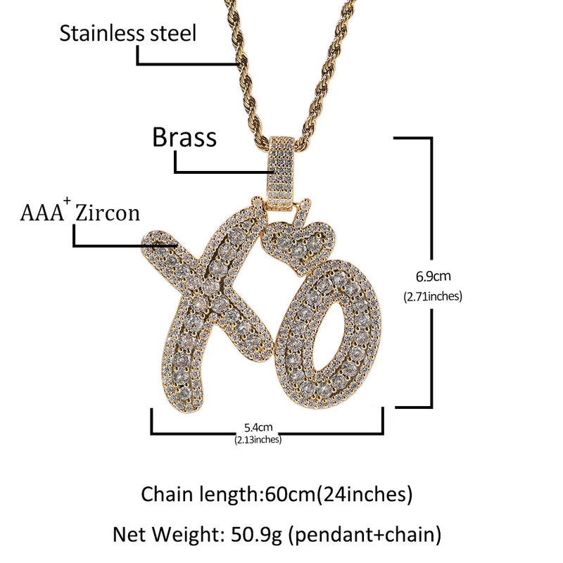 Jewelry Hip Hop Gummy Love XO Letter Pendant Men and Women Necklaces Word Up St. Valentine's Spectrum