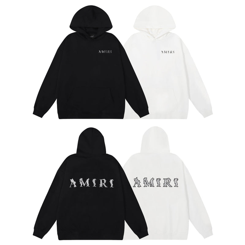 Amiri Hoodie OW Seagrass Alphabet Print Hooded Sweater Men and Women