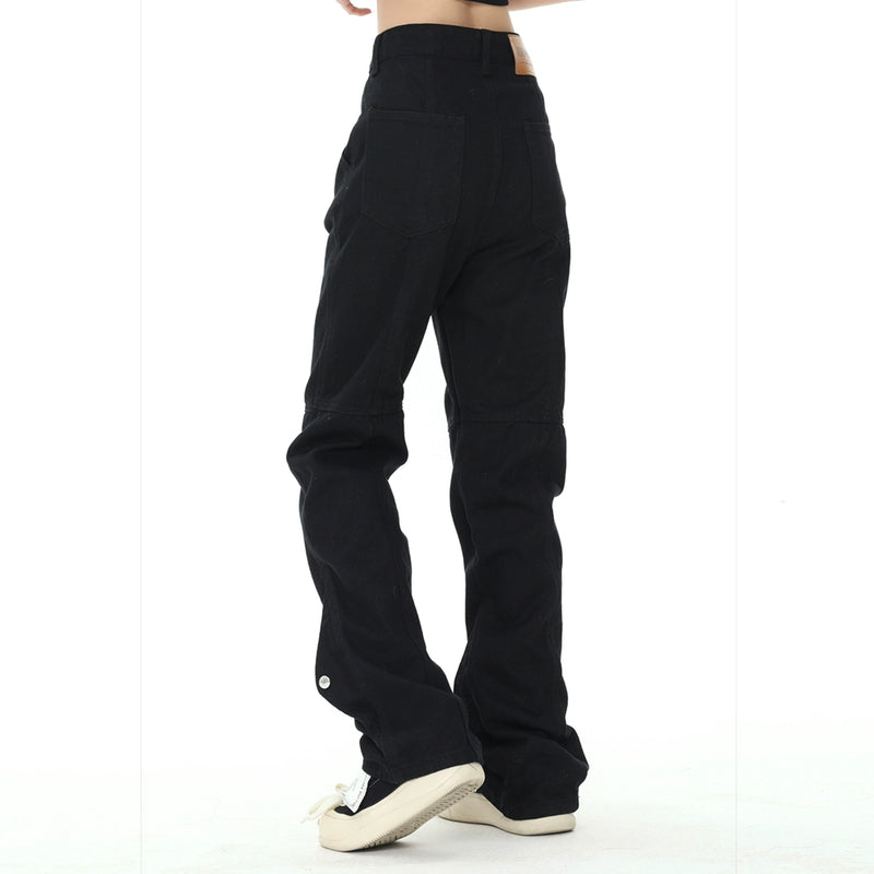 Men Jeans Stitching Casual All-Match Loose Buttons