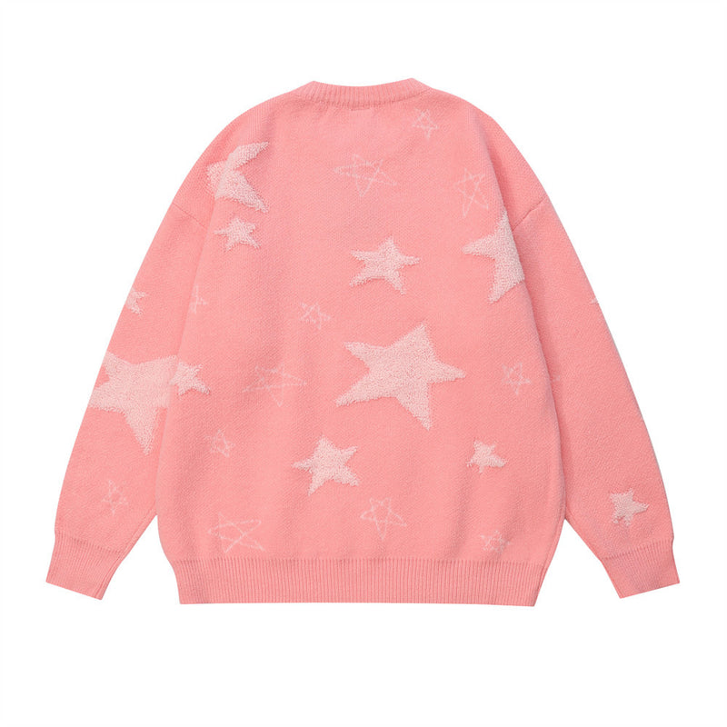 Men Sweater Jacquard Pentagram Knitted Sweater