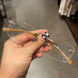 CHH Chrome Hearts Glasses Frame Pure Titanium Ultra Light Frameless Perforated Business Myopia Frame