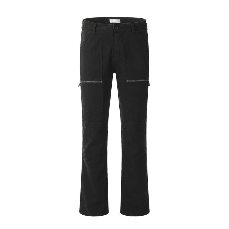 Men Jeans Zipper Pocket Loose Casual
