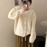 Women Knitted Cardigan Loose Temperament Thickened Sweater
