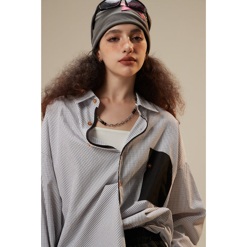 Unisex Shirt Stripe Cardigan Top