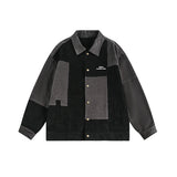 Women Jackets Vintage Contrast Color Patch Corduroy Jacket Vintage