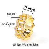 Rings Hip Hop Copper Zircon Cuban Chain Ring St. Valentine's Spectrum