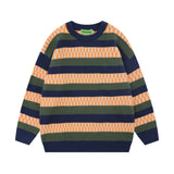 Men Sweater Striped Crew Neck Sweater Men