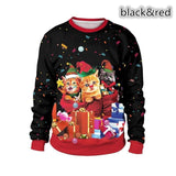 Black Christmas Sweater3d Printed Dogs and Cats Animal Christmas Leisure
