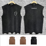 Purple Brand Distressed Tank T Shirts Distressed Sleeveless T-shirt Vest