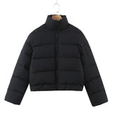 Women Cotton Coat Stand Collar Zipper Thickening Warm and Loose