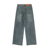 Men Jeans Hole Loose Burrs Five-Pointed Star Pattern